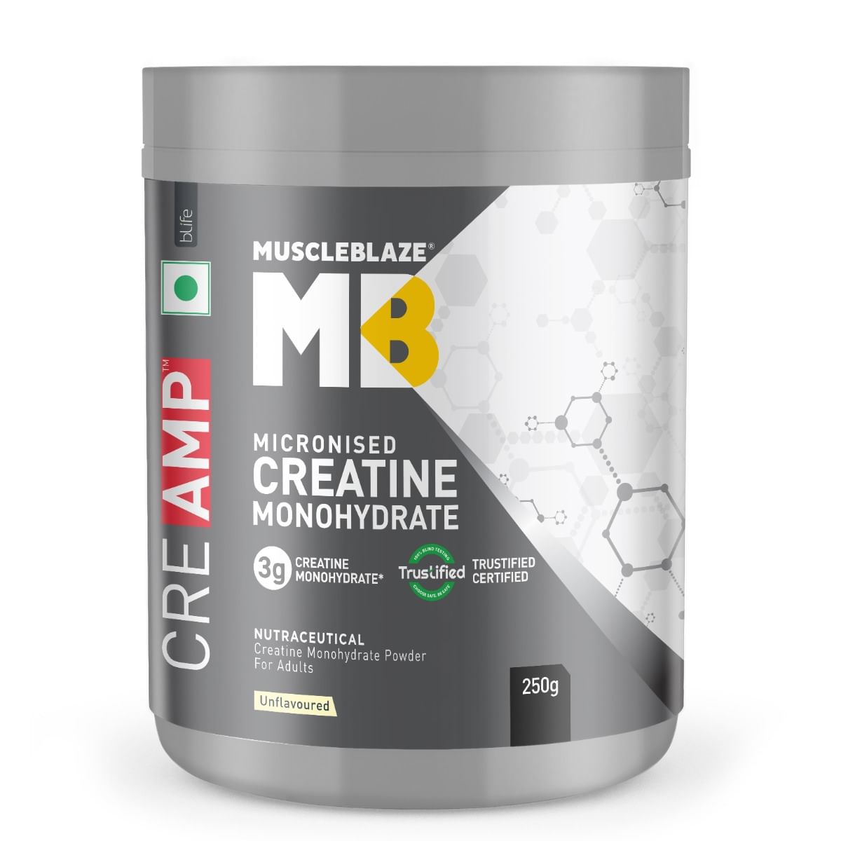 MuscleBlaze MB Creatine Monohydrate 250g | 83 Servings | Unflavoured | Strength | Lean Muscle Mass