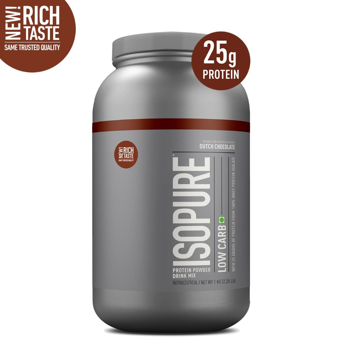 Isopure Low Carb Whey Protein Isolate Powder 1 kg | 25g Protein | Dutch Chocolate Flavour | Men & Women