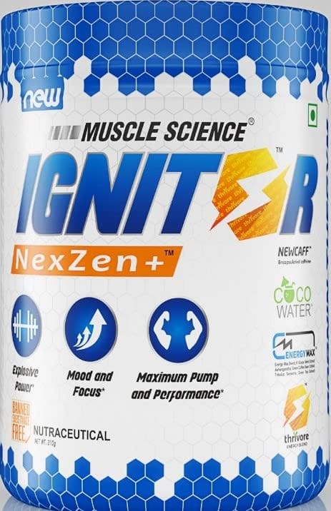 MUSCLE SCIENCE Ignitor Nextgen Pre Workout 25 Serving 3850 Mg Beta Alanine, 140 Mg Taurine For Endurance, 1000 Mg Arginine For Pump, 260 Mg Caffeine & 150 Mg Tyrosine (Watermelon) - Powder