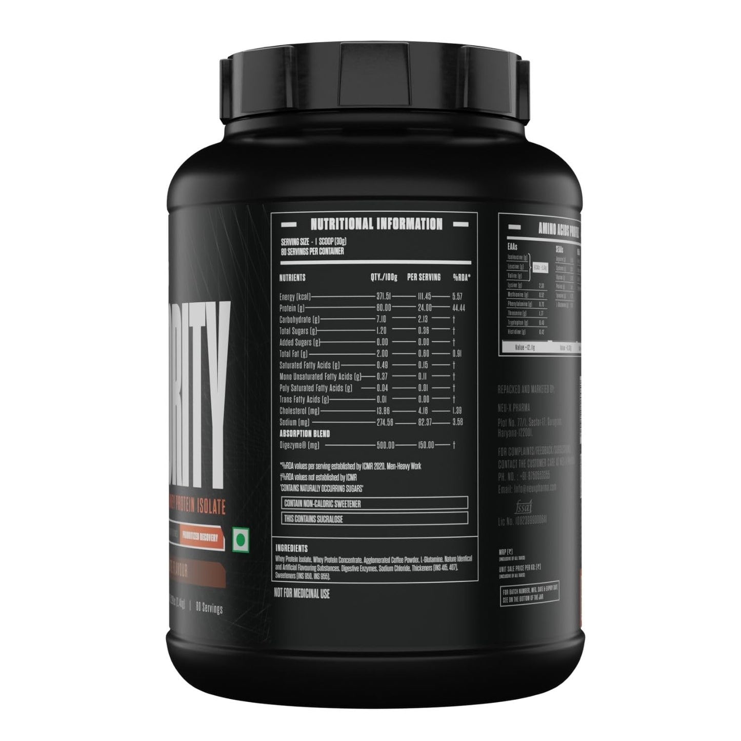 Priority Whey Protein Isolate | 24g Protein, 5.5g BCAAs & Digezyme | Fast Recovery, Zero Added Sugar | 2.4 Kg