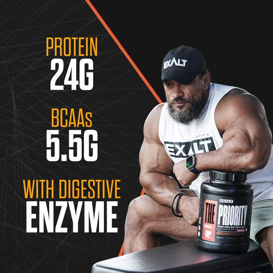 Priority Whey Protein Isolate | 24g Protein, 5.5g BCAAs & Digezyme | Fast Recovery, Zero Added Sugar | 2.4 Kg