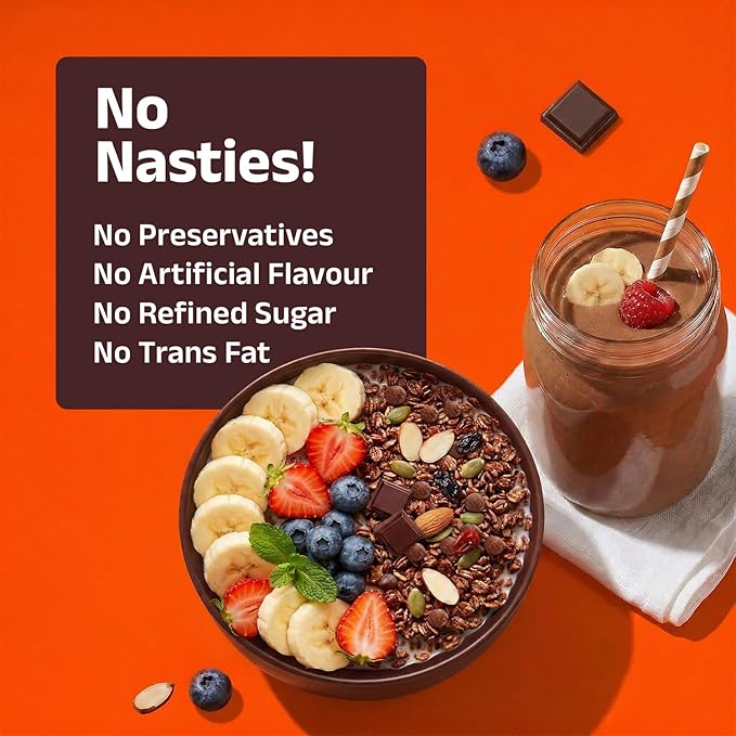 Pintola 25g High Protein Oats, Dark Chocolate, Oats for weight loss, Breakfast Cereals Pouch - 1kg