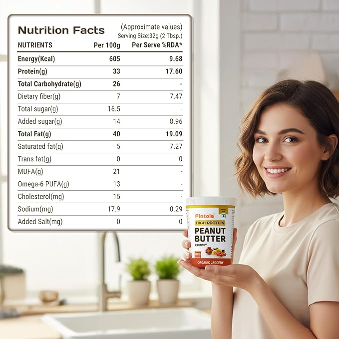 PINTOLA High Protein Peanut Butter Chocolate Flavour Creamy 1kg, Added WHEY Protein, 30g Protein 6.2g Fiber, Gluten Free, Zero Trans Fat, Dark Chocolate Peanut Butter Spread, Nut Butter Bread Snacks