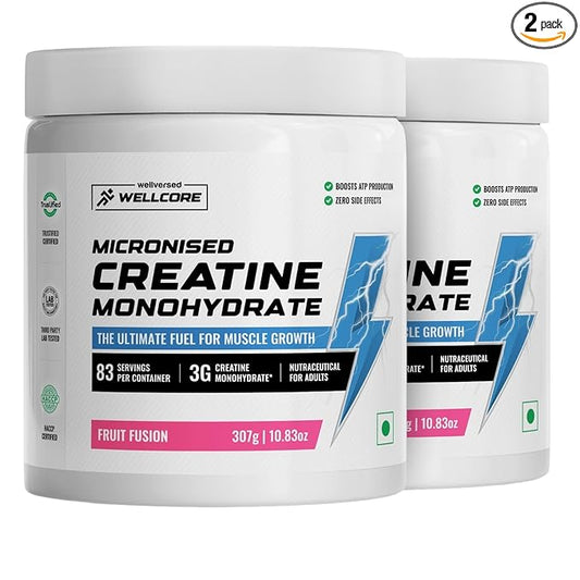 Wellcore - Pure Micronised Creatine Monohydrate (307g, 83 Servings) Fruit Fusion