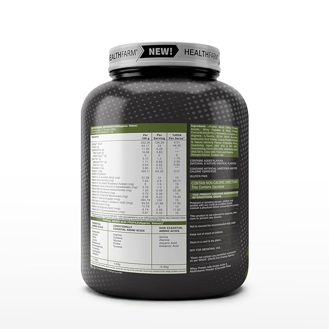 Healthfarm MaxWhey Whey Protein Powder | 24g Protein | Fast Absorbing Protein (Dubai chocolate) 2kg