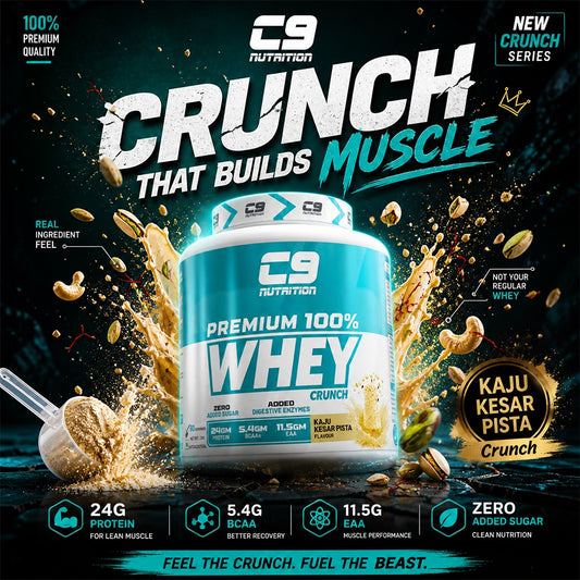 C9 Nutrition 100% Whey Protein | 24g Protein | 6.50g BCAA | Zero Sugar | Gluten-Free | ISO9001/GMP Certified