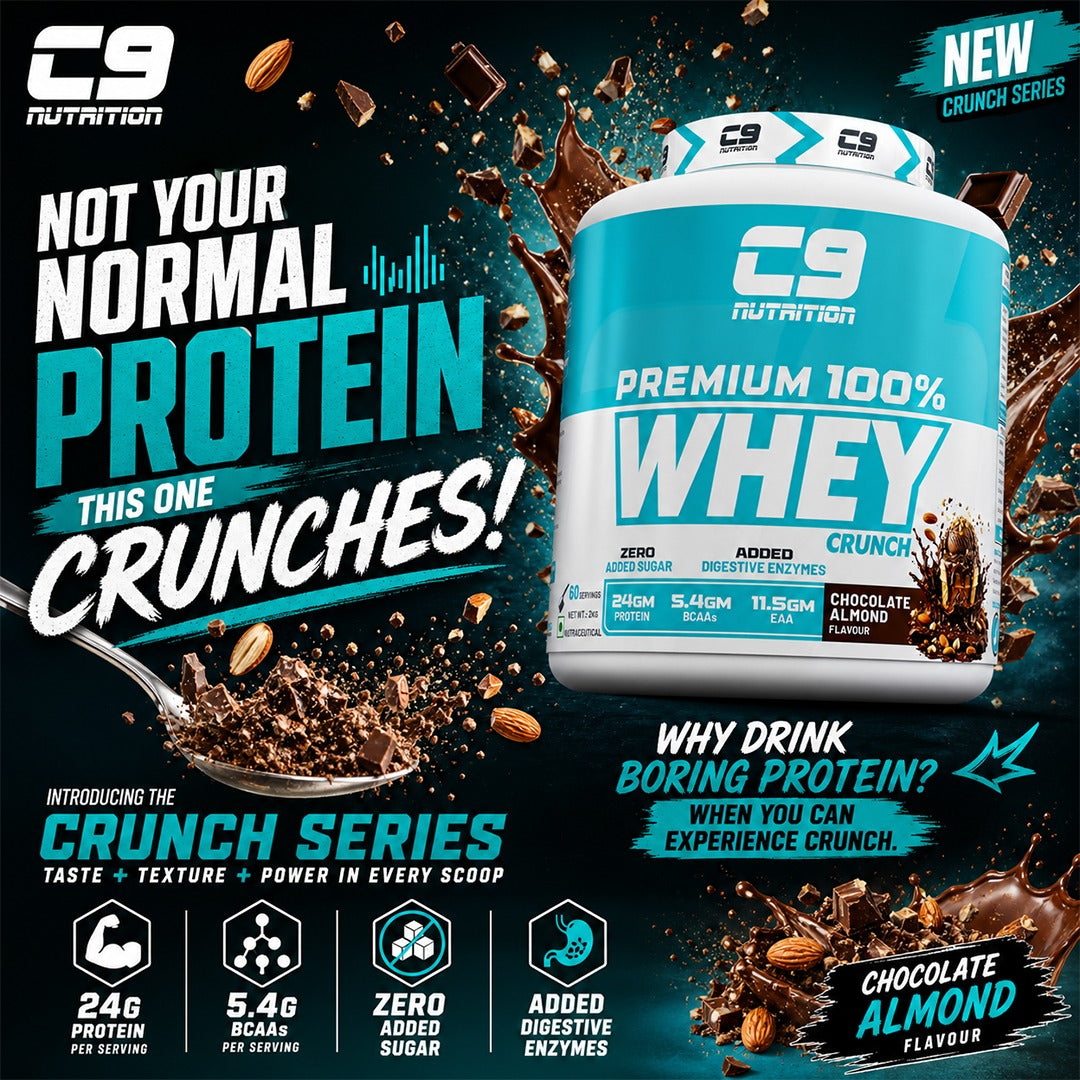 C9 Nutrition 100% Whey Protein | 24g Protein | 6.50g BCAA | Zero Sugar | Gluten-Free | ISO9001/GMP Certified