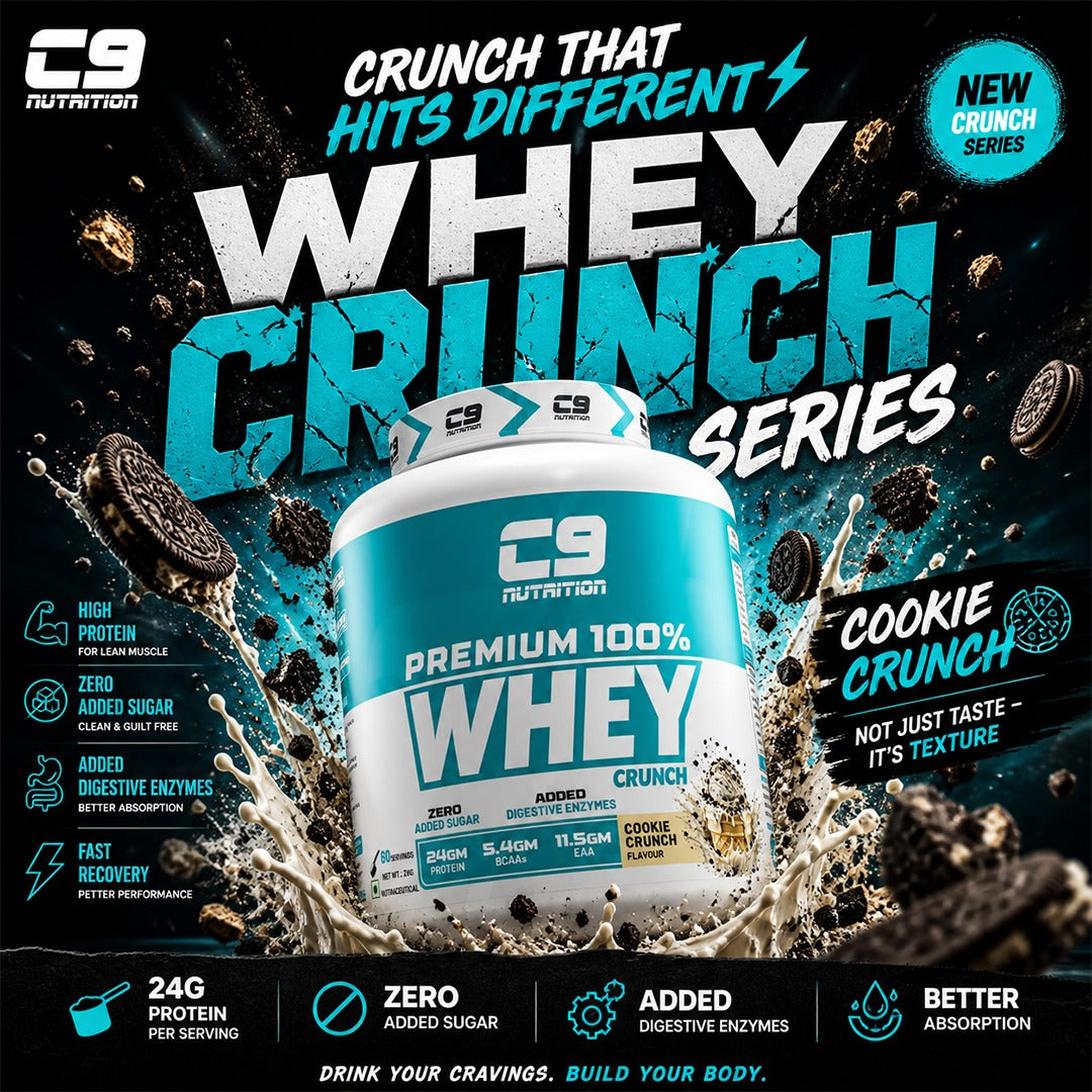 C9 Nutrition 100% Whey Protein | 24g Protein | 6.50g BCAA | Zero Sugar | Gluten-Free | ISO9001/GMP Certified