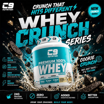 C9 Nutrition 100% Whey Protein | 24g Protein | 6.50g BCAA | Zero Sugar | Gluten-Free | ISO9001/GMP Certified