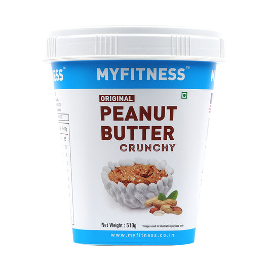 MYFITNESS Original Peanut Butter Crunchy 510g | 25g Protein to Boost Energy | Tasty & Healthy Nut Butter Spread | Vegan | Cholesterol Free, Gluten Free | Zero Trans Fat | Crunchy Peanut Butter 