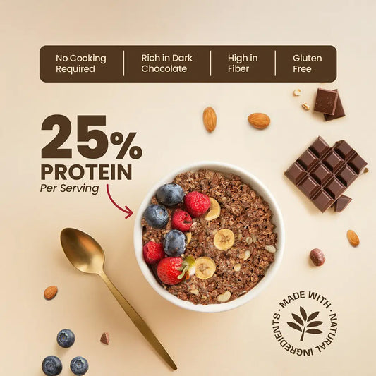 Pintola 25g High Protein Oats, Dark Chocolate, Oats for weight loss, Breakfast Cereals Pouch - 1kg