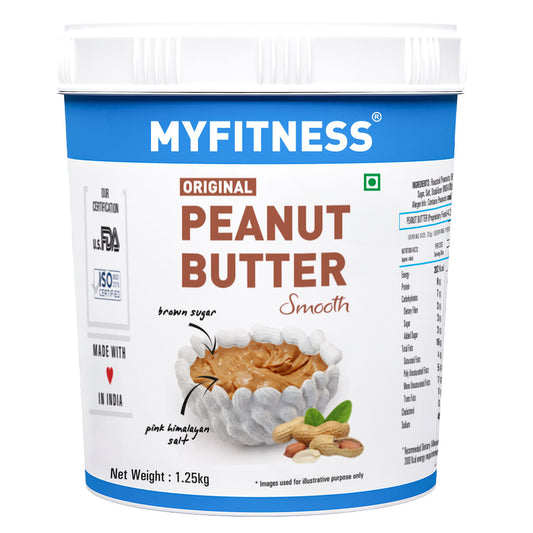 Myfitness Original Peanut Butter Smooth 1.25Kg | 21g Protein | 39 Serving | Protein Rich | Boost Energy 