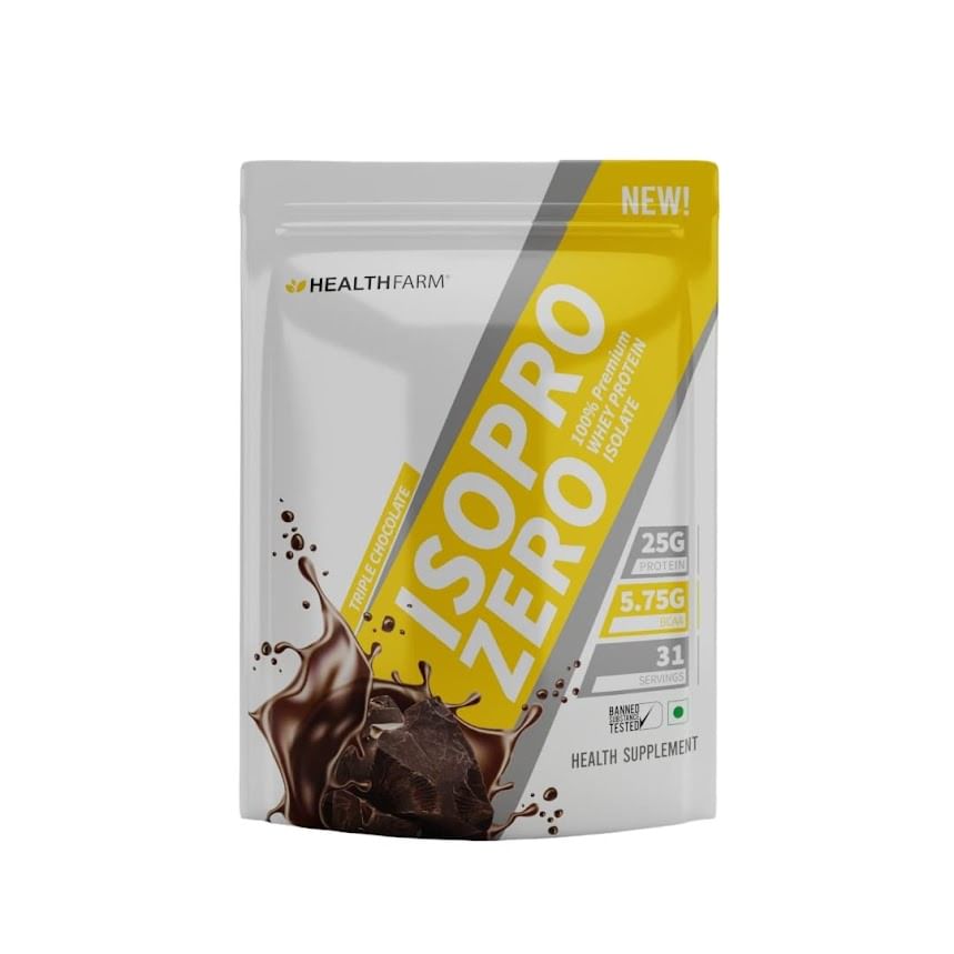 Healthfarm Isopro Zero Whey Isolate Protein Powder,whey isolate protein 1kg,Flavour-Triple Chocolate