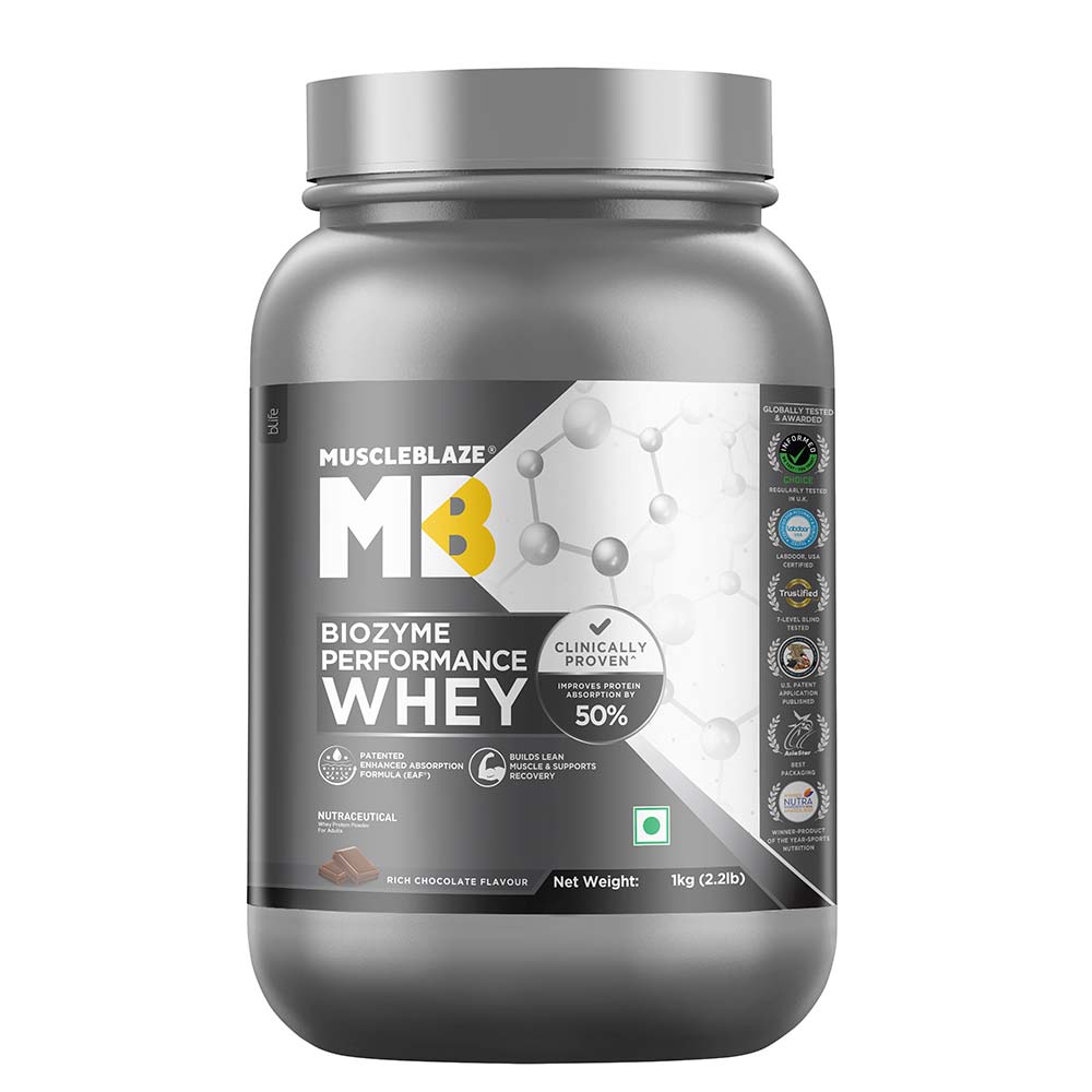 MuscleBlaze Biozyme Performance Whey Rich Chocolate • 1 kg