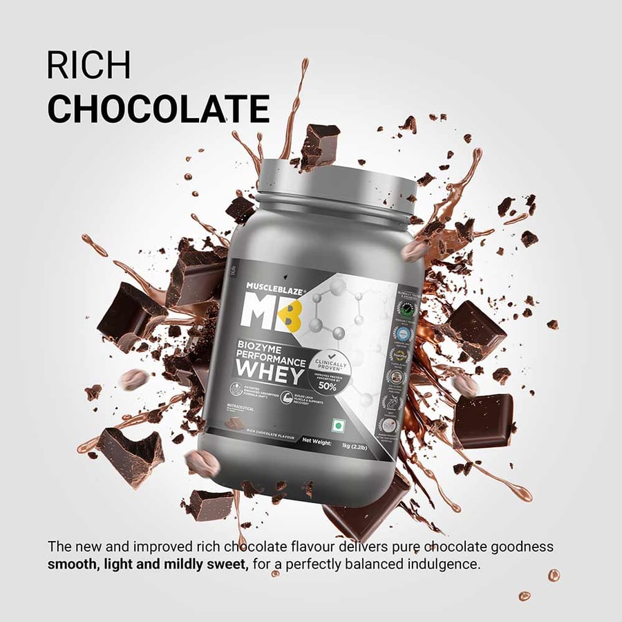 MuscleBlaze Biozyme Performance Whey Rich Chocolate • 1 kg